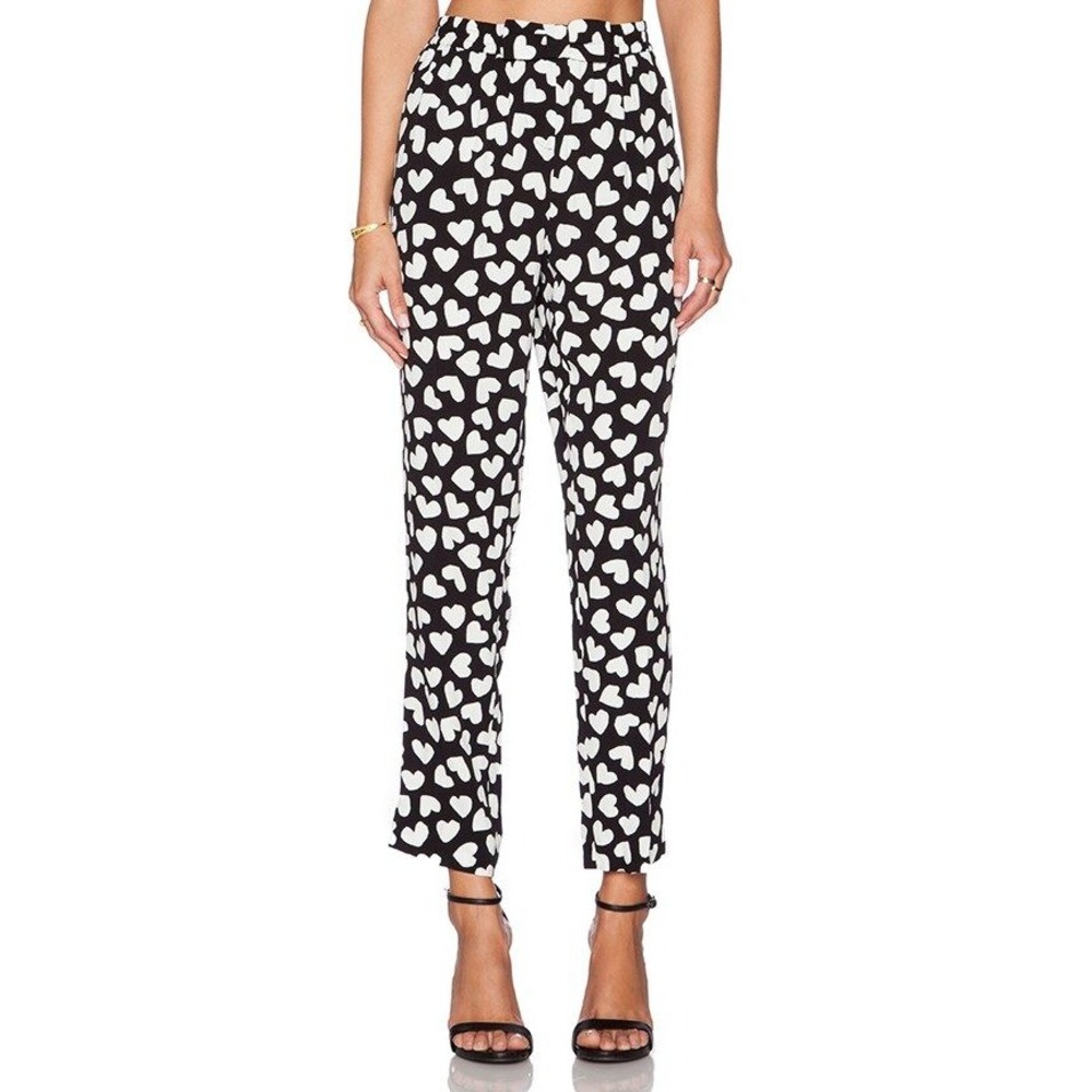 Kate Spade Black White Dancing Hearts‎ Ria Pants Pull On Size Small